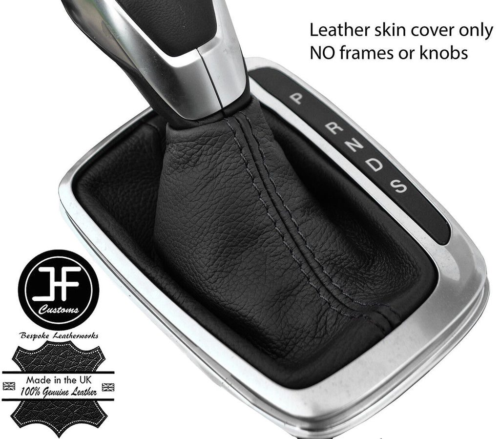 BLACK STITCH REAL LEATHER AUTO AUTOMATIC GEAR GAITER FOR FORD GALAXY MK4 15-18
