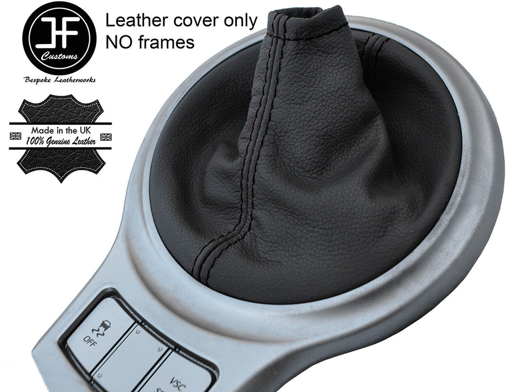 BLACK STITCH TOP GRAIN LEATHER GEAR GAITER FOR TOYOTA GT86 SUBARU BRZ 2012-2017