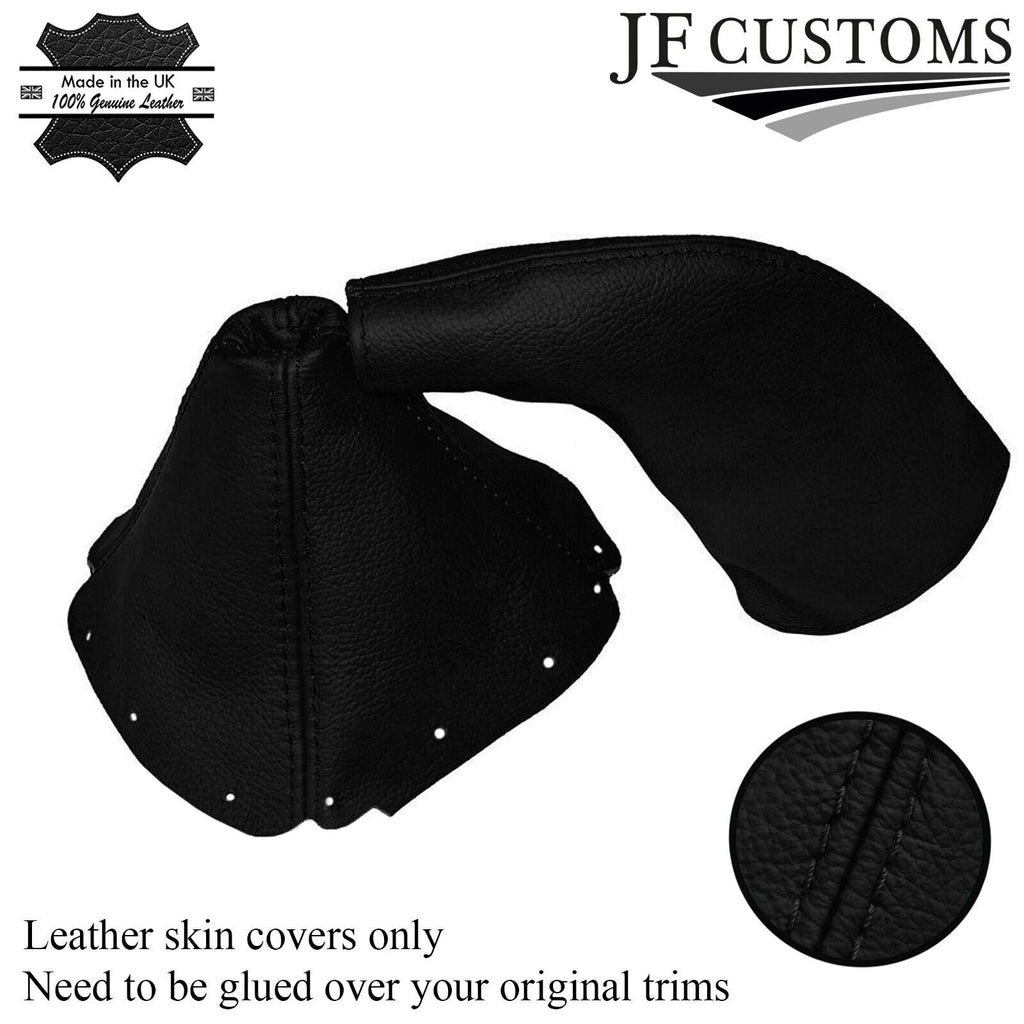 BLACK LEATHER FITS MAZDA MX5 MK1 1990-1998 GEAR HANDBRAKE BLACK STITCHING