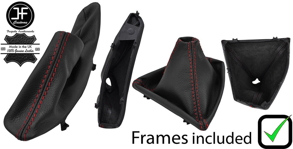 RED STITCH LEATHER GEAR HANDBRAKE GAITER+PLASTIC FRAME FOR BMW F30 F31 12-15