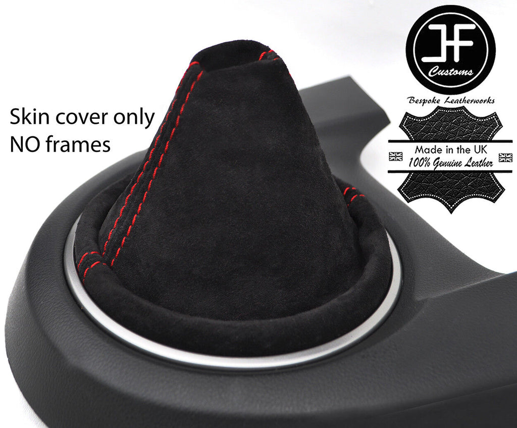 RED STITCHING REAL SUEDE MANUAL GEAR GAITER FITS MAZDA 2 2008-2014 CUSTOM NEW