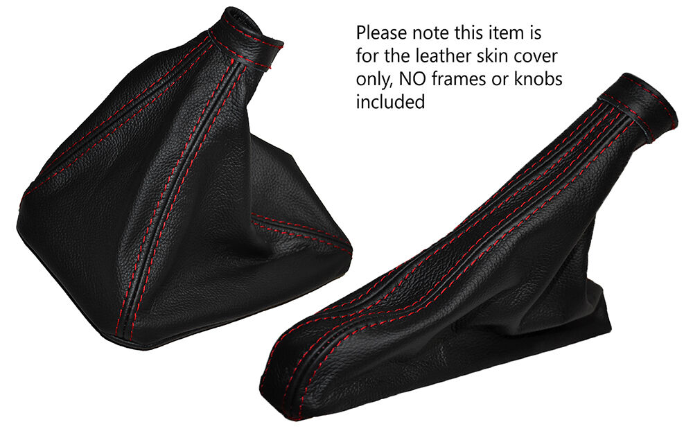 RED STITCHING LEATHER GEAR & HANDBRAKE GAITERS FITS LANCIA DEDRA 1989-2000