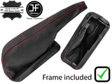 RED STITCH LEATHER HANDBRAKE GAITER+PLASTIC FRAME FITS NISSAN PRIMASTAR 01-14