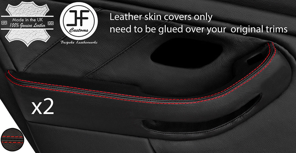 RED  STITCH 2X REAR DOOR HANDLE ARMREST LEATHER COVERS FITS BMW 5 E39 95-03