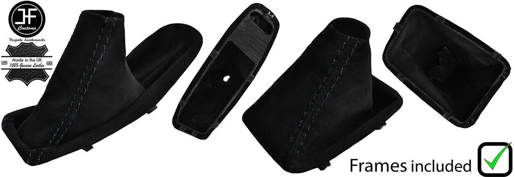 BLACK STITCH SUEDE AUTOMATIC GAITER SET + PLASTIC FRAME FOR BMW E90 E91 E92 E93