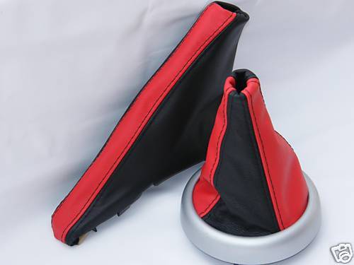 FITS MINI COOPER BMW LEATHER GEAR & HANDBRAKE GAITER 2 TONE CUSTOM NEW