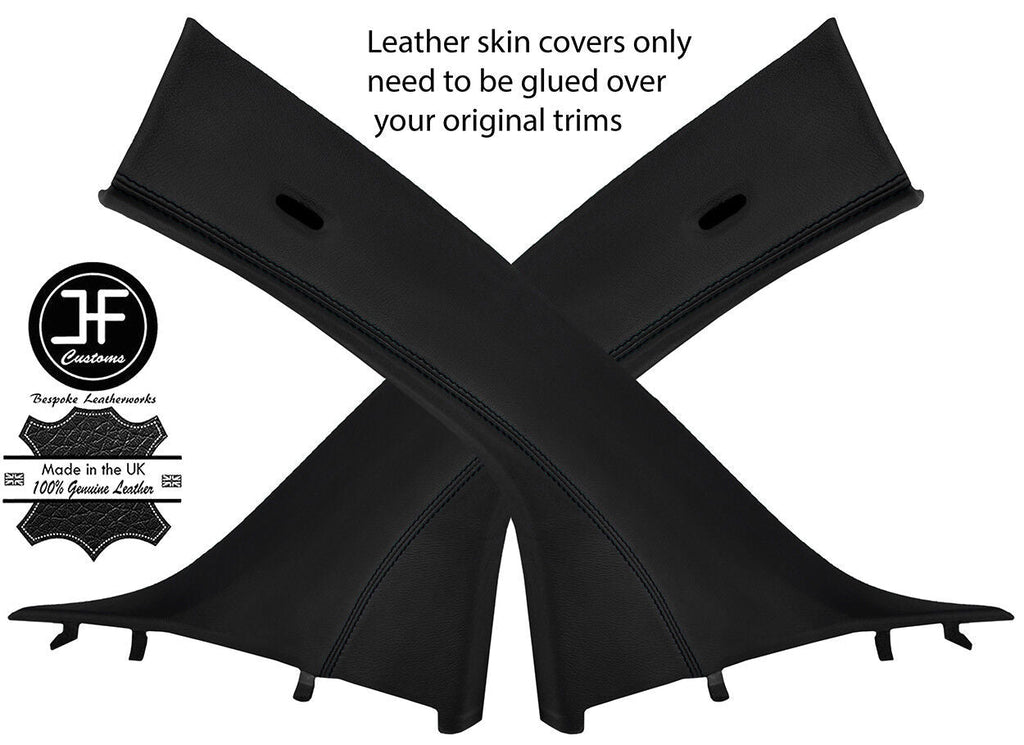 BLACK STITCHING 2X A PILLAR REAL LEATHER COVERS FOR BMW I3 2013-2018 CUSTOM NEW
