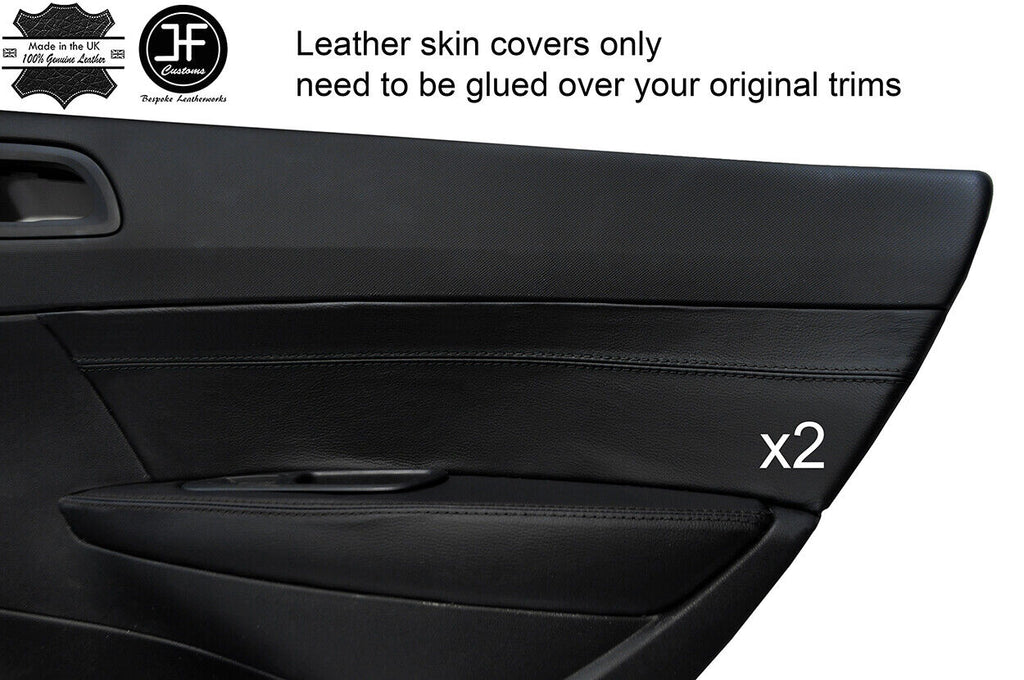BLACK STITCH 2X REAR DOOR CARD TRIM LEATHER COVER FOR PEUGEOT 308 07-12 ESTATE