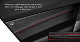 RED STITCH 2X FRONT DOOR CARD TRIM LEATHER SKIN COVER FITS CITROEN DS5 11-15