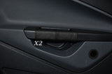 BLACK STITCH 2X REAR DOOR HANDLE LEATHER COVERS FITS FORD FIESTA MK7 08-14