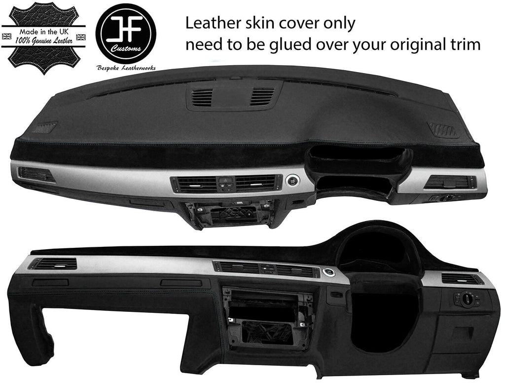 BLACK STITCH DASH DASHBOARD LEATHER & SUEDE COVER FOR BMW 3 E90 E91 E92 E93