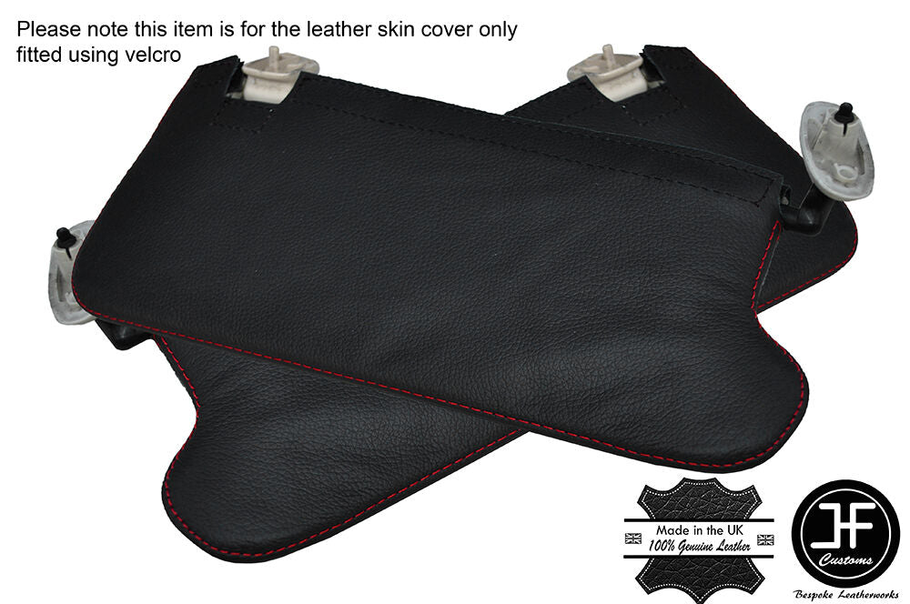 RED STITCHING 2X SUN VISORS LEATHER COVERS FITS FIGARO 1991-1993 CUSTOM NEW