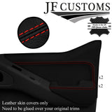 RED STITCH LEATHER REAR DOOR TRIM + ARMREST COVERS FOR NISSAN NAVARA D40 10-20