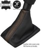 BLACK & BROWN STRIPE TOP GRAIN LEATHER MANUAL GEAR GAITER FOR PEUGEOT 508 11-17