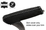 WHITE STITCH REAL SUEDE HANDBRAKE HANDLE COVER FITS AUDI A3 8P 04-12 CUSTOM NEW