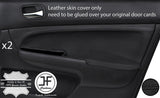 BLACK STITCH 2X FRONT DOOR CARD TRIM LEATHER COVER FITS HONDA ACCORD MK7 03-07