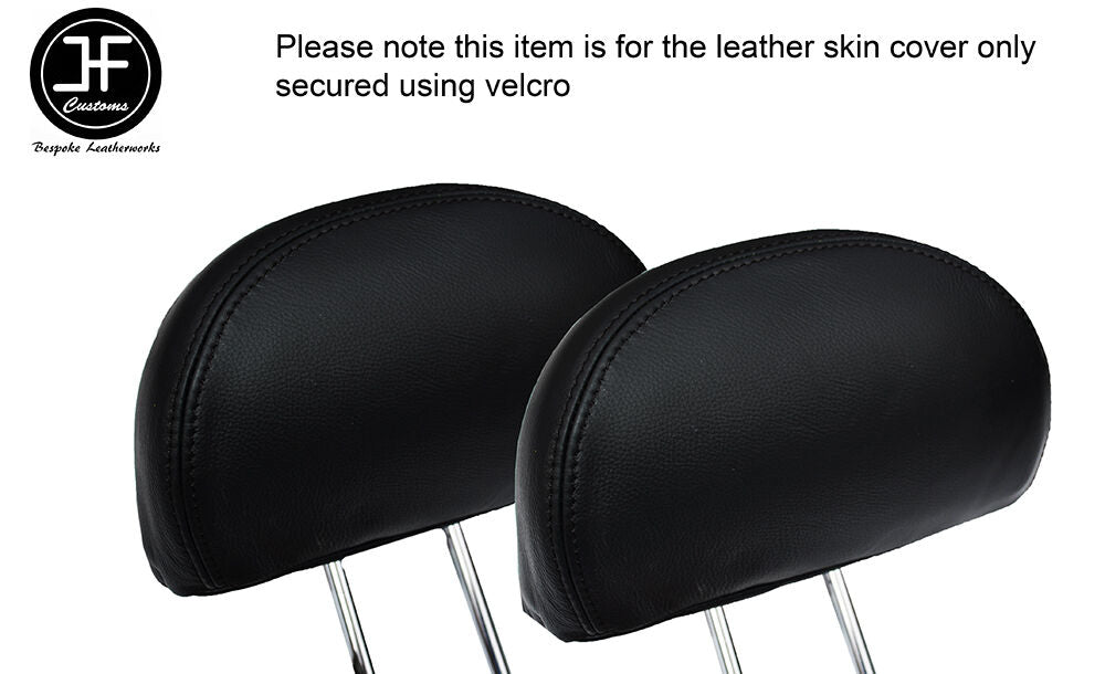 BLACK STITCH 2X REAR HEADREST LEATHER COVERS FITS HONDA CIVIC & TYPE R 01-05