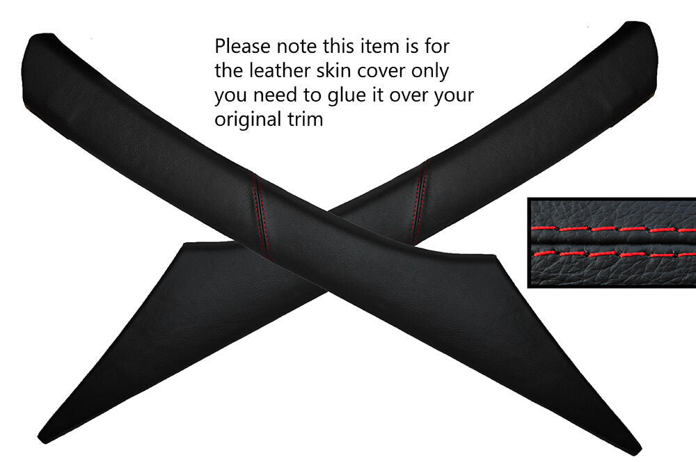 RED STITCH 2X A PILLAR SKIN COVER FITS VAUXHALL OPEL VECTRA C SIGNUM 02-08