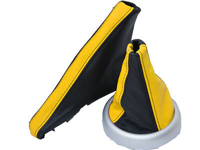 FITS MINI COOPER BMW GEAR HANDBRAKE GAITER YELLOW & BLACK CUSTOM NEW MADE IN UK