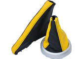 FITS MINI COOPER BMW GEAR HANDBRAKE GAITER YELLOW & BLACK CUSTOM NEW MADE IN UK