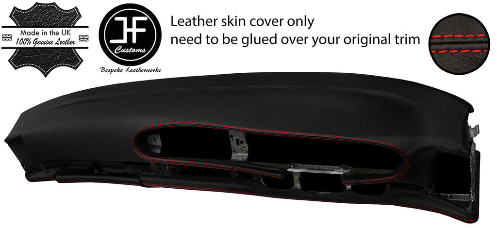 RED STITCH OVAL DASHBOARD LEATHER COVER FOR PORSCHE 944 968 86-95 STYLE 2