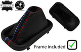 RED & TRI STITCH LEATHER AUTO GEAR GAITER + PLASTIC FRAME FOR BMW 5 E39 95-03