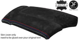 BLACK SUEDE TRI STITCH SLIDING ARMREST COVER FOR BMW 5 SERIES E60 E61 2003-2011