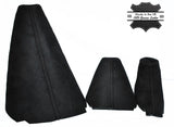 BLACK STITCH SUEDE SET OF 3 GAITERS FITS LAND ROVER DISCOVERY MK1 MK2 95-04