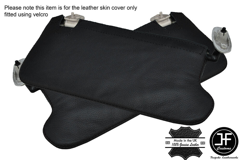 BLACK STITCHING 2X SUN VISORS LEATHER COVERS  FITS FIGARO 1991-1993 CUSTOM NEW