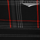 GREY STITCH LEATHER+RED TARTAN 2X DOOR CARD COVER FOR TRIUMPH TR8 78-81 JF2