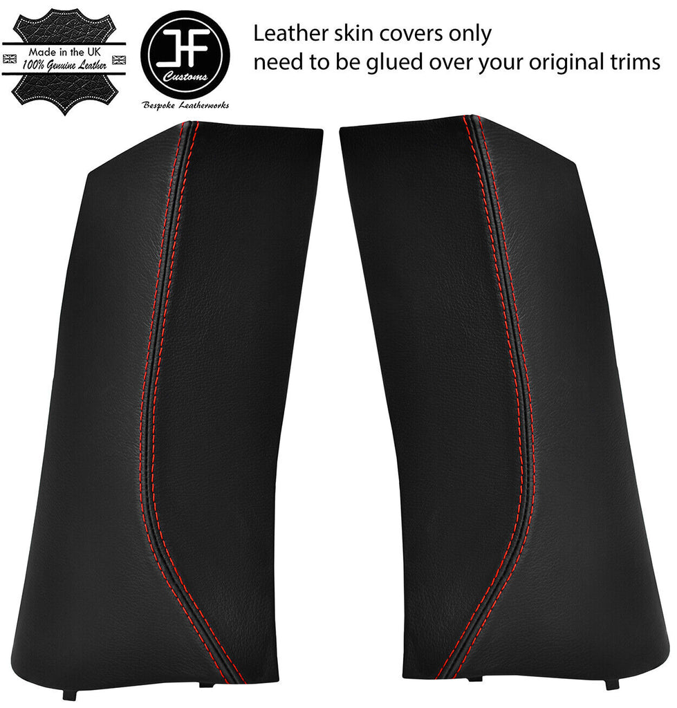 RED STITCH 2X REAR C PILLAR LEATHER COVERS FOR TOYOTA GT86 SUBARU BRZ 12-19