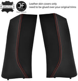 RED STITCH 2X REAR C PILLAR LEATHER COVERS FOR TOYOTA GT86 SUBARU BRZ 12-19