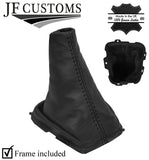BLACK STITCH  LEATHER GEAR GAITER + PLASTIC FRAME FITS DACIA DOKKER 2012-2020