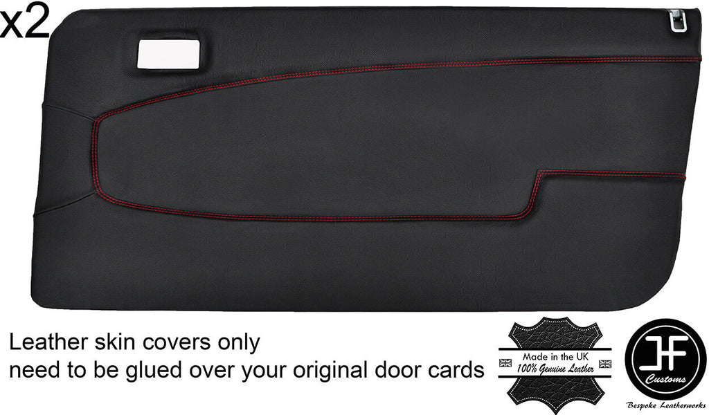 RED STITCH 2X FRONT DOOR CARD LEATHER COVERS FITS LANCIA BETA VOLUMEX COUPE
