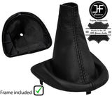 BLACK STITCH LEATHER GEAR GAITER+PLASTIC FRAME FITS NISSAN INTERSTAR 04-10