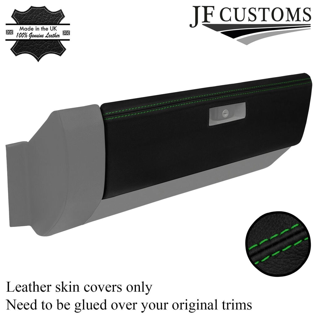 GREEN STITCH LEATHER GLOVE BOX COVER FITS VW T4 TRANSPORTER CARAVELLE CAMPER