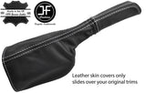 WHITE  STITCH LEATHER HANDBRAKE GAITER+HANDLE COVER FITS DEFENDER 90 110 STYLE 2