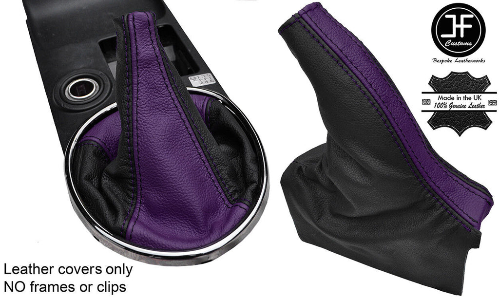 BLACK & PURPLE TOP GRAIN LEATHER GEAR HANDBRAKE GAITER FOR LEXUS IS200 MK1 98-05