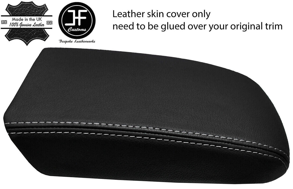 GREY STITCH TOP GRAIN LEATHER ARMREST LID COVER FOR VW TOURAN 5T 2015-2019