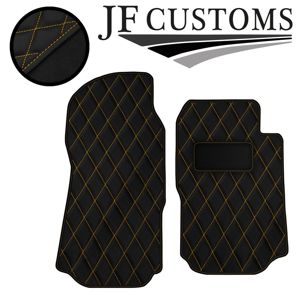 YELLOW DIAMOND STITCH VINYL 2X TAILORED FLOOR CARPETS FOR TRANSIT MK7 06-10 JF1