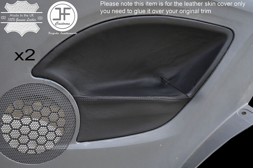 BLACK STICH 2X REAR DOOR CARD TRIM LEATHER COVER FITS SEAT IBIZA MK5 09-15 3DR