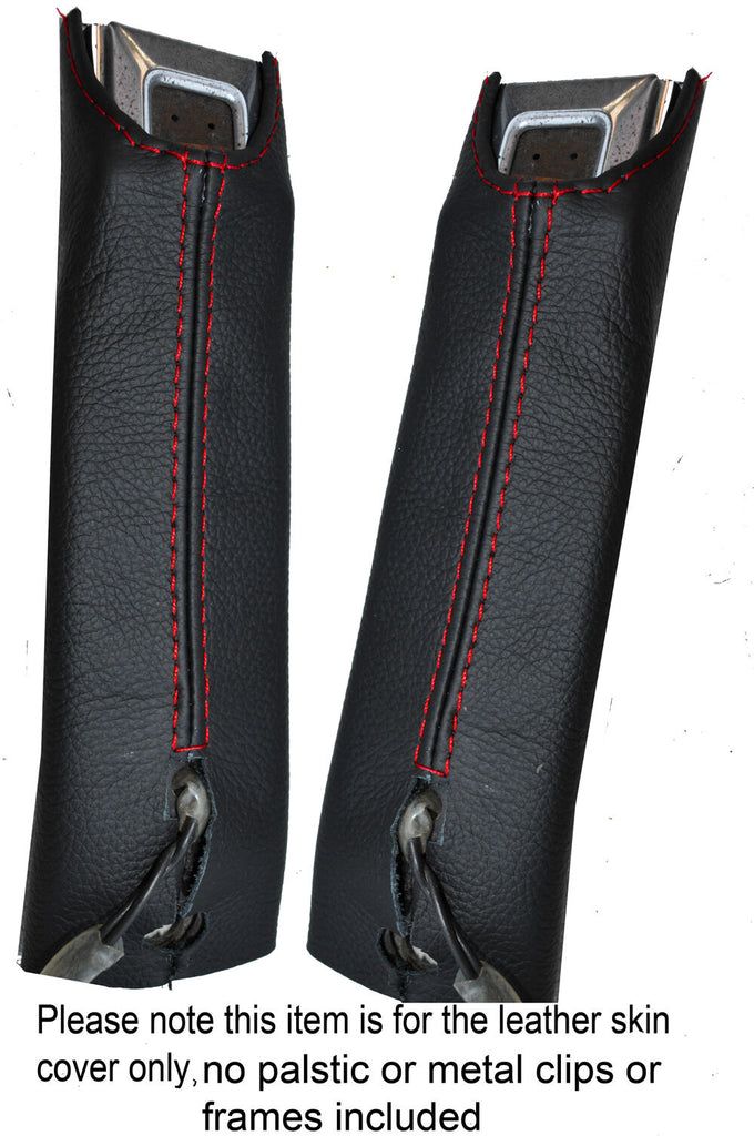 RED STITCHING 2X FRONT SEAT BELT LEATHER SKIN COVERS FITS CORVETTE C3 68-82