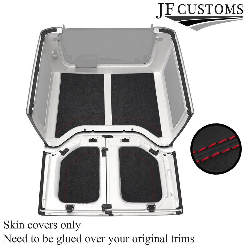 RED STITCH D GREY LUXE SUEDE HEADLINER COVER FITS JEEP WRANGLER JK 11-17 2 DR