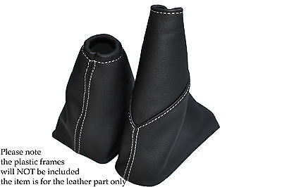 FITS FORD FOCUS MK1 1998-2004 LTHR GEAR HANDBRAKE GAITER SET WHITE STITCH