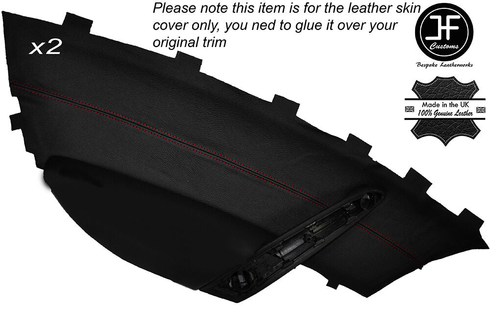 RED STITCH 2X DOOR CARD TRIM LEATHER COVERS FITS INFINITI COUPE G37 Q60 08-15
