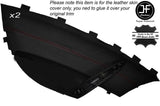 RED STITCH 2X DOOR CARD TRIM LEATHER COVERS FITS INFINITI COUPE G37 Q60 08-15