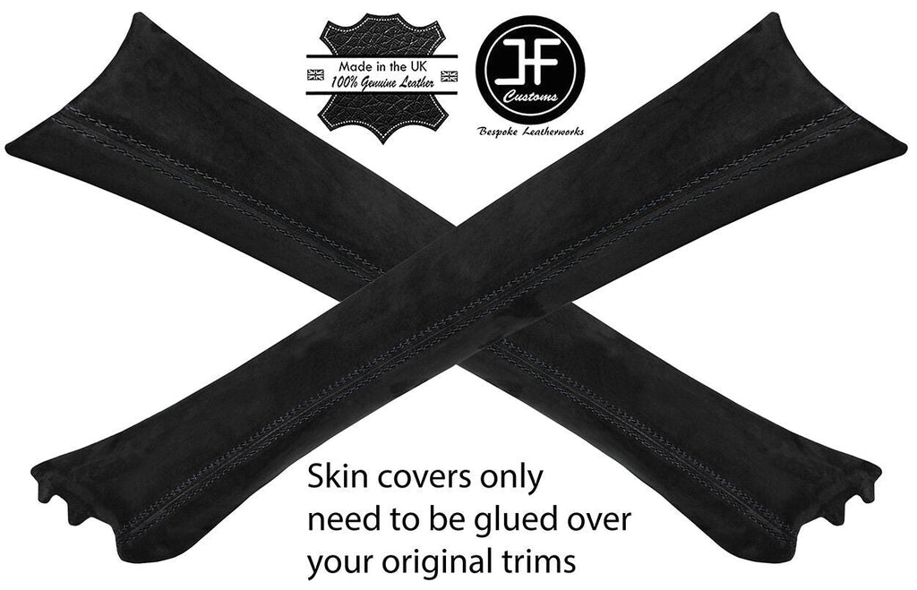 BLACK STITCH 2X A PILLAR REAL SUEDE COVERS FITS MERCEDES E CLASS W211 02-08