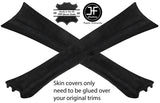 BLACK STITCH 2X A PILLAR REAL SUEDE COVERS FITS MERCEDES E CLASS W211 02-08