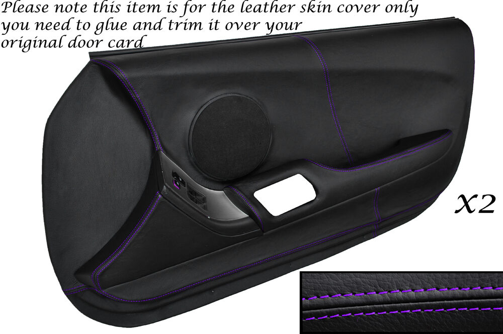 PURPLE STITCH 2X FULL DOOR CARD LEATHER SKIN COVER FITS TOYOTA SUPRA MK4 93-02