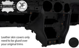 BLACK STITCH 2X RADIO SURROUND TRIM REAL LEATHER COVERS FOR FORD MUSTANG 15-19